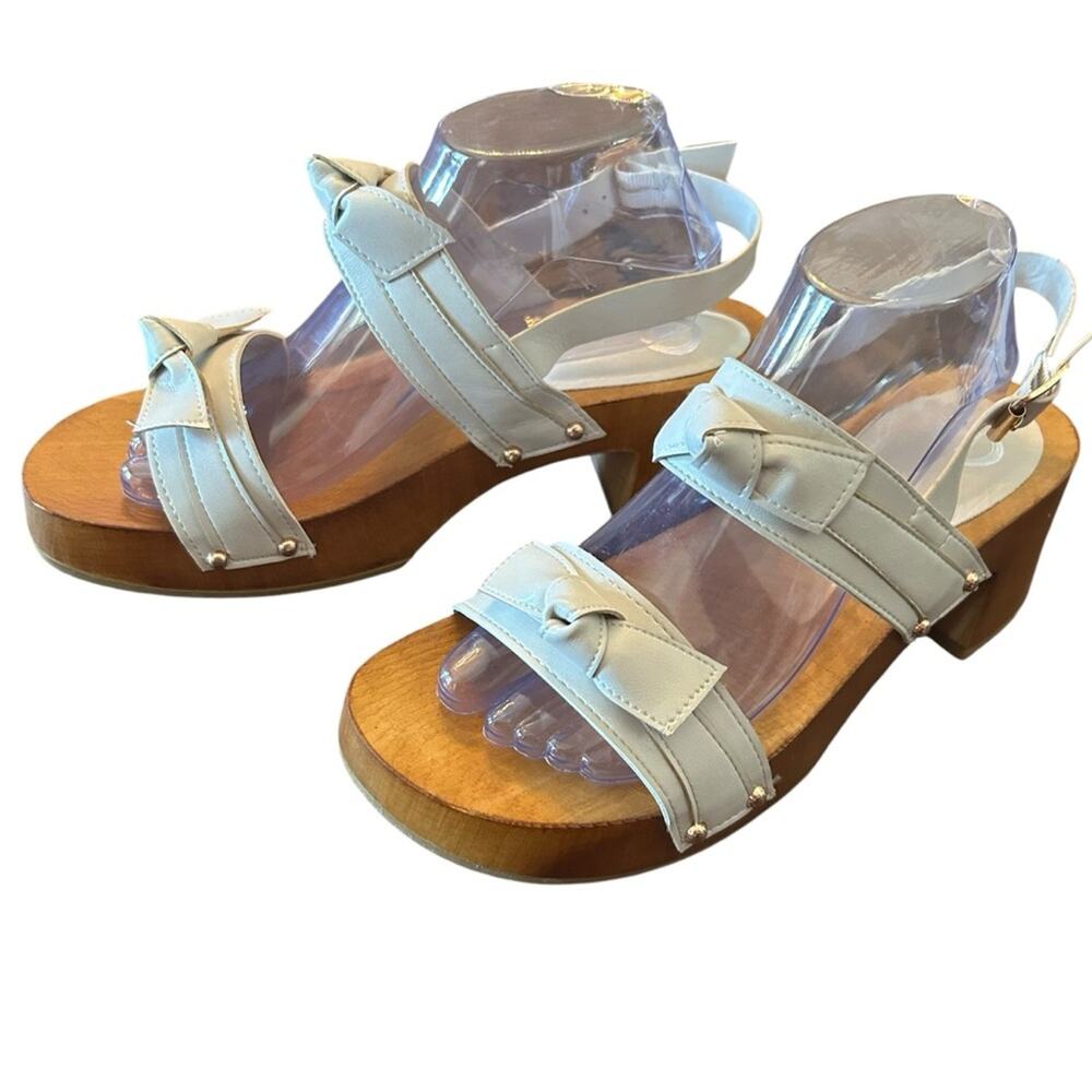 Journee Collection Tia Platform Clog Heel Sandals Stud and Bow Accents NEW 10